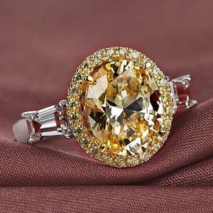 🔥 Refine Oval Pure Royal Yellow Zircon Elegant Rings for Women, PD448